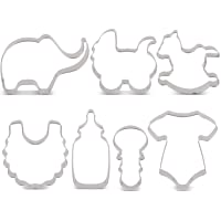 KENIAO Juego de Cortadores de Galletas de Fiesta Infantil Moldes para Galletas - 7 Piezas - Onesies- Bib- Sonajero…
